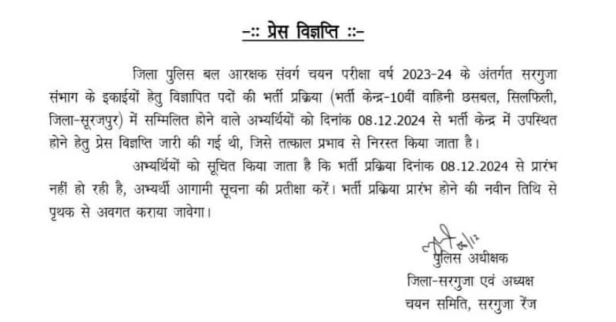 Cg police bharti 2024 new update