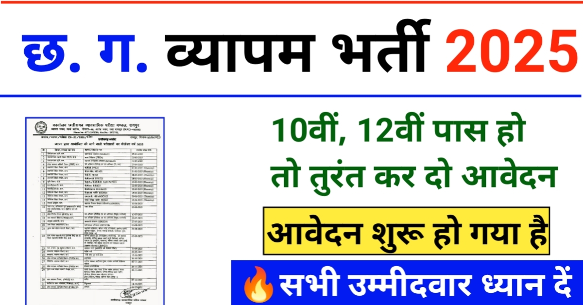 छ.ग. व्यापम में कौन कौन सी भर्ती निकली है 2025 में?